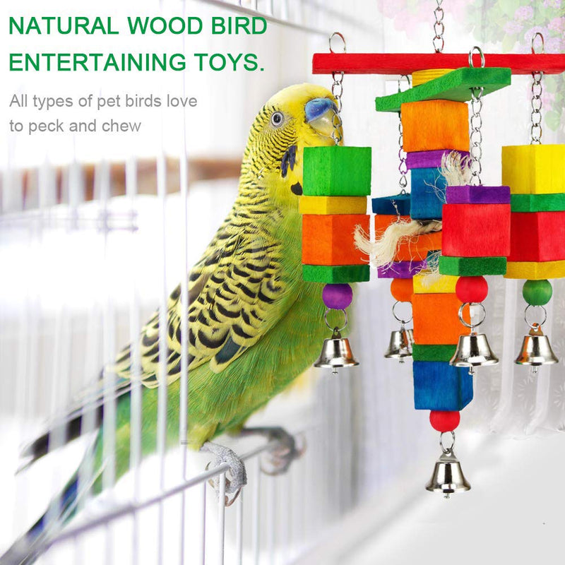 [Australia] - Coppthinktu Parrot Toys for Small Medium Birds Natural Wood Bird Parrot Swing Chewing Toys Bird Toys with Bells for Parakeets Cockatiels Conures Love Birds Finches Budgie bird toy with bells 