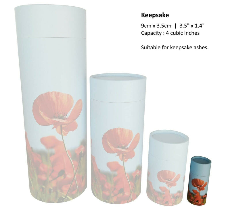 Scatter Tube Ashes Urn Plain Poppy Flower Adult child Large Medium Small Keepsake Pet (Extra Small) Extra Small - PawsPlanet Australia