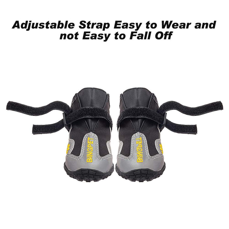 [Australia] - BINGPET Dog Boots Waterproof Shoes for Medium to Large Dogs Anti-Slip Paw Protectors with Adjustable Reflective Straps 4 Pcs 7: 3.1"x 2.8" 