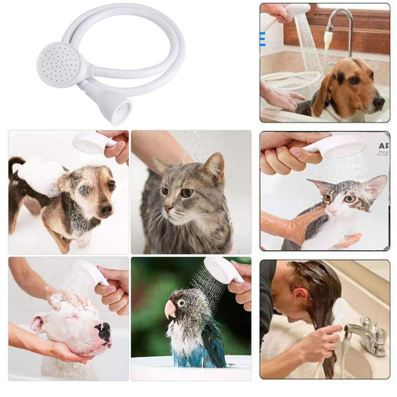 Pet Bath Shower, Handheld Hose Faucet, Pets Shower Head, Durable Round Handheld ABS Pet Shower Faucet for Bathing Baby, Pets Shower, Washing Hair,Rinsing Vegetables, Utility Sink (White) - PawsPlanet Australia