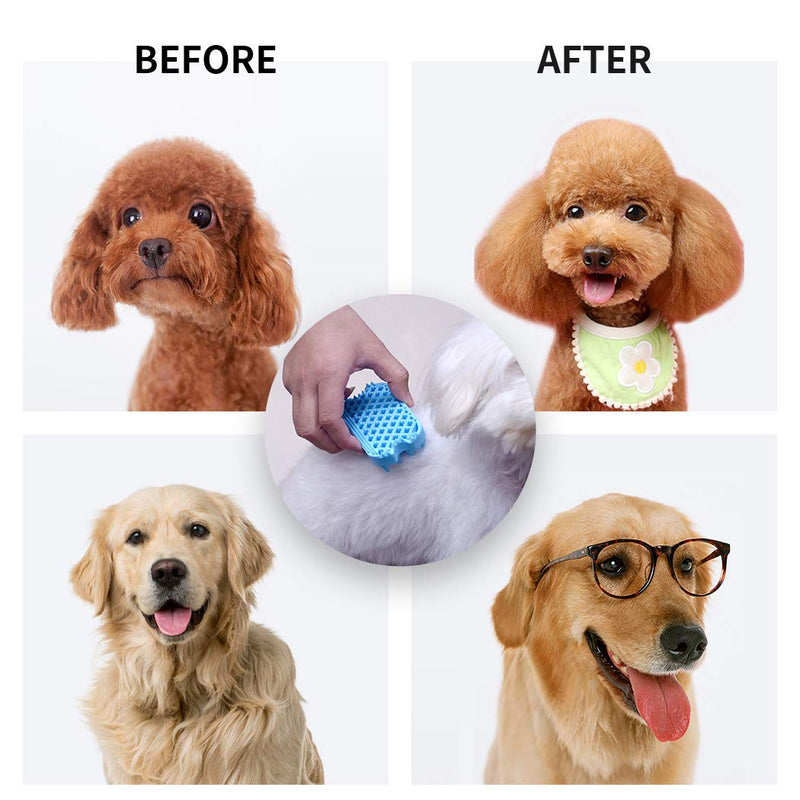 Aufew Dog Grooming Deshedding Brush, Pet Bathing Shampoo Brush for Dogs and Cats, Double Sided Silicone Hair Shedding Brushes for Pets with Short or Long Hair (Blue) Blue - PawsPlanet Australia