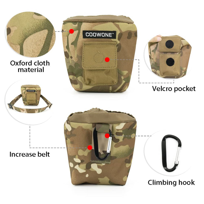 COOWONE Dog Treat Bag Camo Dog Training Pouch Doggie Puppy Snack Bag Dog Treat Carrier Holder with Waist Belt for Pet Training Easily Carry Treat, - PawsPlanet Australia