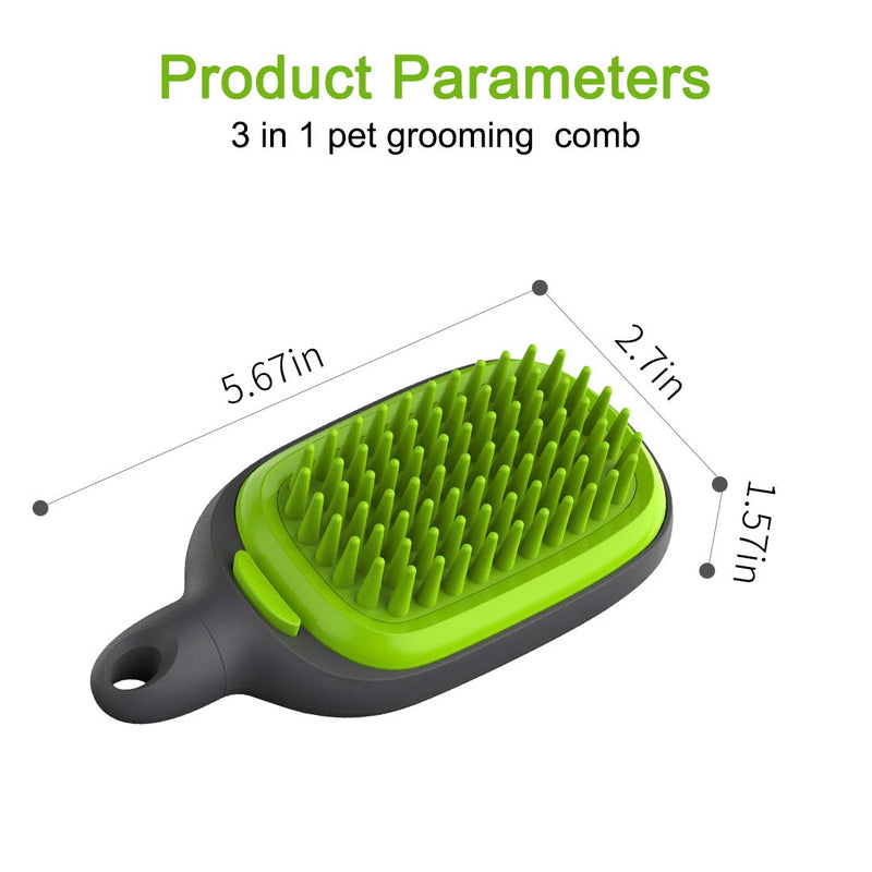 JOYPAWS 3 in 1 Pet Grooming Comb for Dogs & Cats, Includes Massage Brush, Pin Brush, Bristle Brush - Green - PawsPlanet Australia