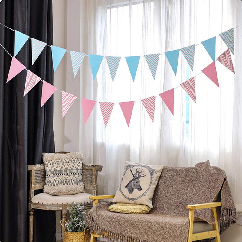 Airssory 5 Sets Pennant Banners Triangle with Wave Pattern Garland Bunting Flag for Birthday Party Grand Opening Christmas Decorations #03 - PawsPlanet Australia