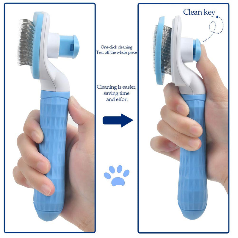 Dog and Cat Comb Brushes 19x11cm Stainless Steel Long and Short Haired Dog Brushes, Practical Hair Cleaning and Grooming Brushes for Combing Pets Hair, Removing Floating Hair - Blue - PawsPlanet Australia