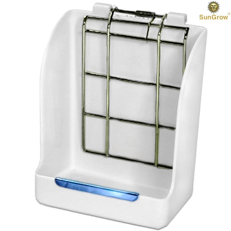 SunGrow Rabbit Hay Feeder Rack, 7 x 6 Inches, Food Dispenser Keeps Hay, Alfalfa and Other Grasses Dry, Attaches to Cage Conveniently, White - PawsPlanet Australia