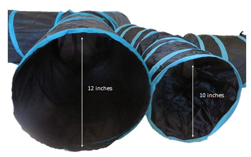 Feline Ruff Premium 4 Way Cat Tunnel. Extra Large 12 Inch Diameter and Extra Long. A Big Collapsible Play Toy. Wide Pet Tunnel Tube for Rabbits, Kittens, Large Cats, and Dogs. Black/Blue - PawsPlanet Australia