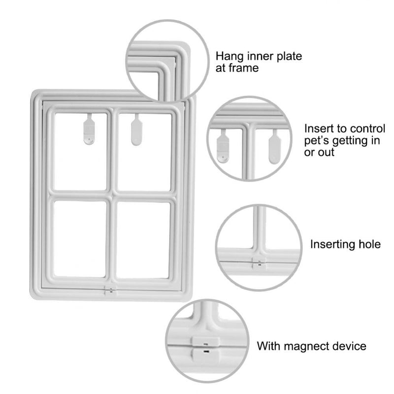 Pet Door, 3rd Upgraded Version Plastic Dog Puppy Cat Door Magnetic Locking Safe Flap for Screen Door Gate and Window(Large White) Large White - PawsPlanet Australia