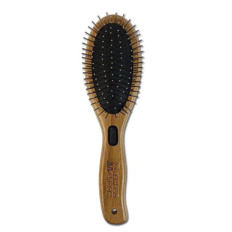 [Australia] - Bamboo Groom Combo Brush with Bristles & Stainless Steel Pins for Pets Large 