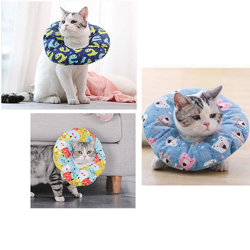 Kitchen-dream Pet Protective Collar, Cat Recovery Collar, Cute Pet Anti-bite Collar, Adjustable Cat Collar, Soft PP Cotton Collar for Wound Healing after Pet Surgery (Blue) Blue 2 - PawsPlanet Australia