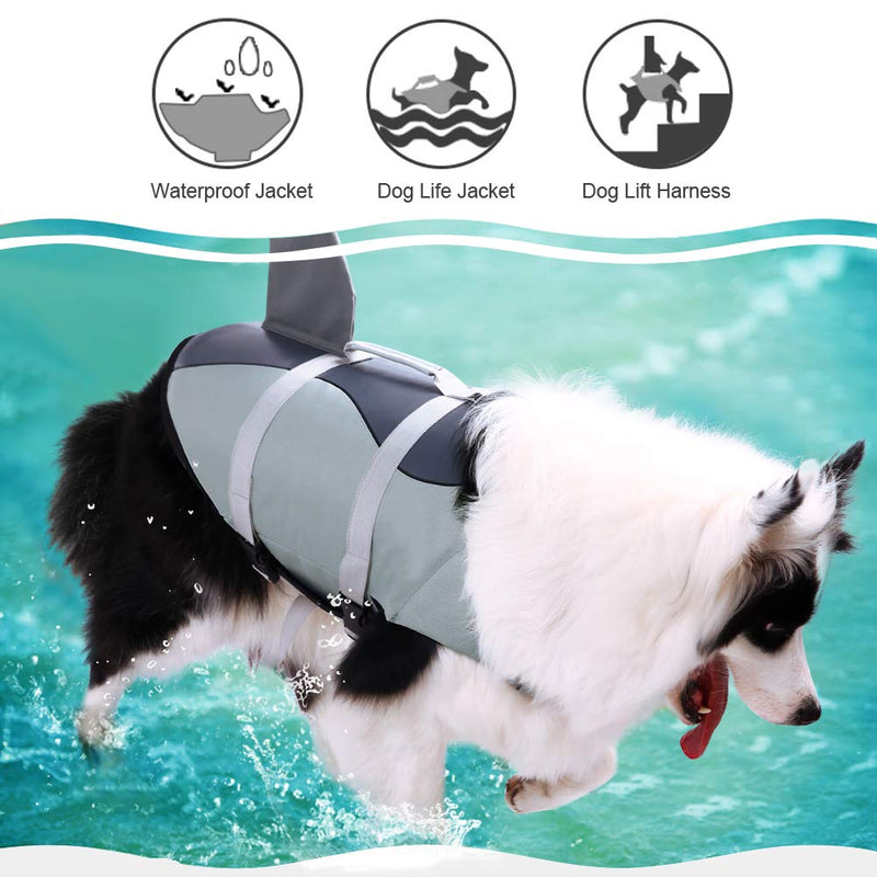 [Australia] - Phyxin Dog Life Jacket Adjustable Dog Safety Vest Pet Life Jackets for Dogs with Rescue Handle Flotation Lifesaver for Dog Life Vest for Swimming Water Safety for Pool Beach Boating X-Large Gray 