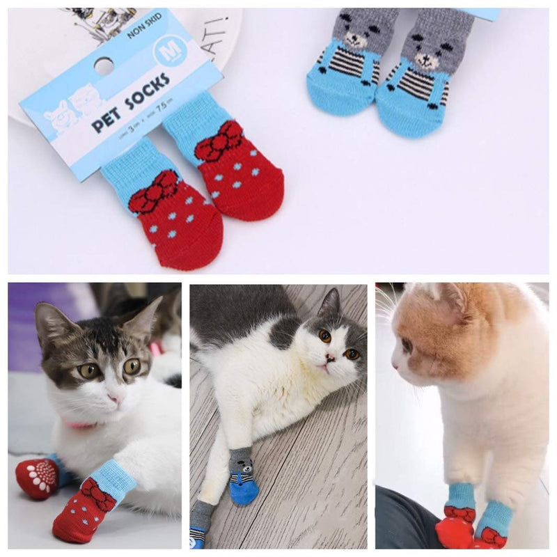 NA 4 Pairs Anti-Slip Dog Socks&Cat Socks Paw Protector for Indoor Wear, Traction Control for Puppy Cats Tiny Pets - PawsPlanet Australia