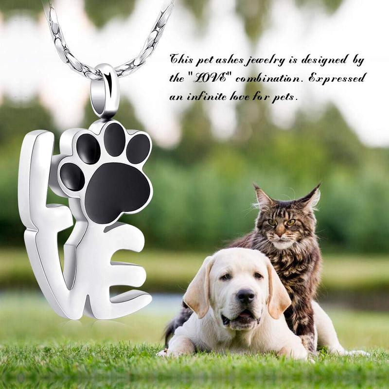 [Australia] - Imrsanl Paw Print Cremation Jewelry for Ashes Pendant Pet Urn Necklace Memorial Keepsake Jewelry for Cat Dog Ashes Necklace Silver 