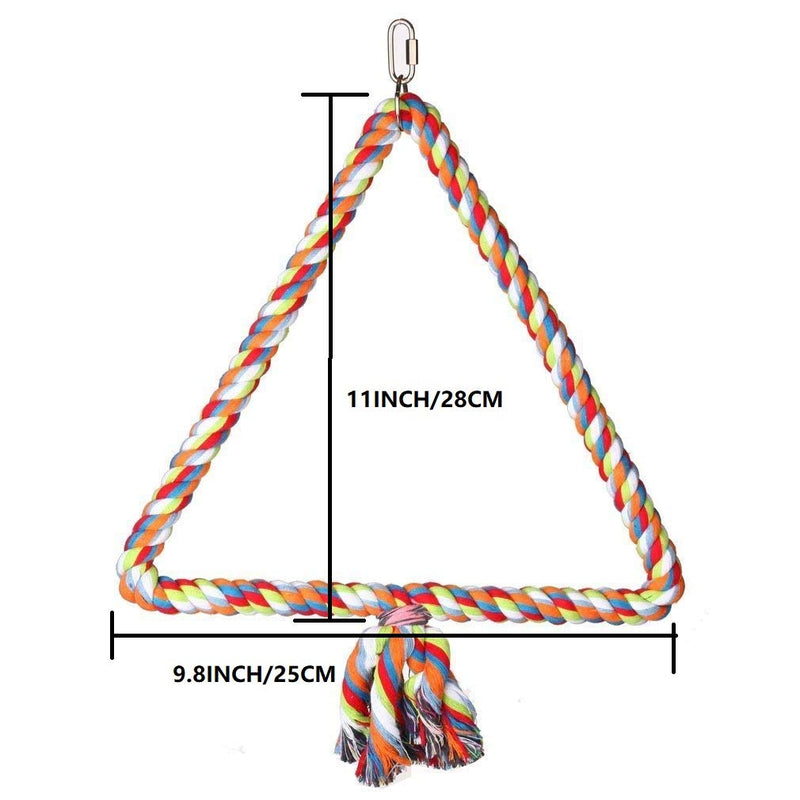 [Australia] - Hypeety Birds Rope Triangle Perch Adjustable Parrot Cage Stand Chewing Swing Toy Ropes for Small Medium Parrot Spiral Rope Cage M:9.8*11inch 