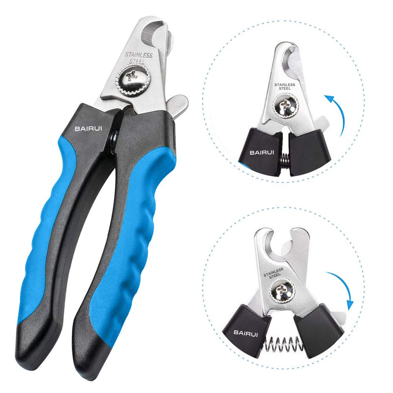 BAIRUI Dog Nail Clippers and Heavy Duty Nail Clippers for Large Dogs, Professional Nail Trimmer for Dogs/Cats to Avoid Overcutting Nails, Includes Nail File (Blue) Blue - PawsPlanet Australia