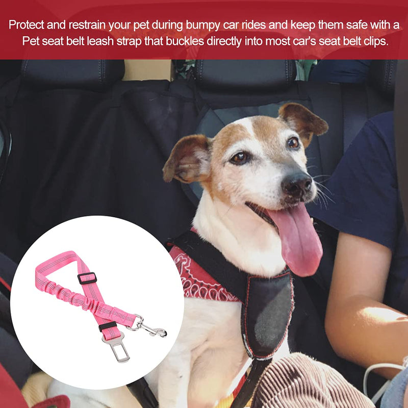 Dog SeatBelt Adjustable Dog Car Seatbelts Reflective Elastic Pet SeatBelt Harness Lead Leash Rope for Dogs Cats and Pets(Pink) Pink - PawsPlanet Australia