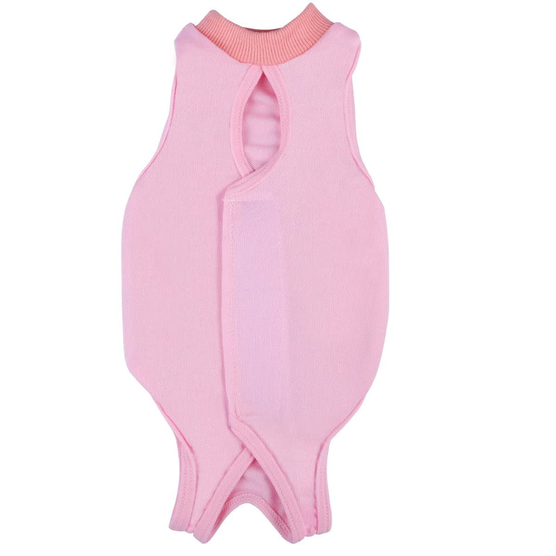 POPETPOP Recovery Suit Sterilization Care Wipe Medicine Prevent Licking After Surgery Wear Weaning and Warm Recovery Cloth Suit for Cats Dogs Pets - Length Approx. 28cm (Pink) - PawsPlanet Australia