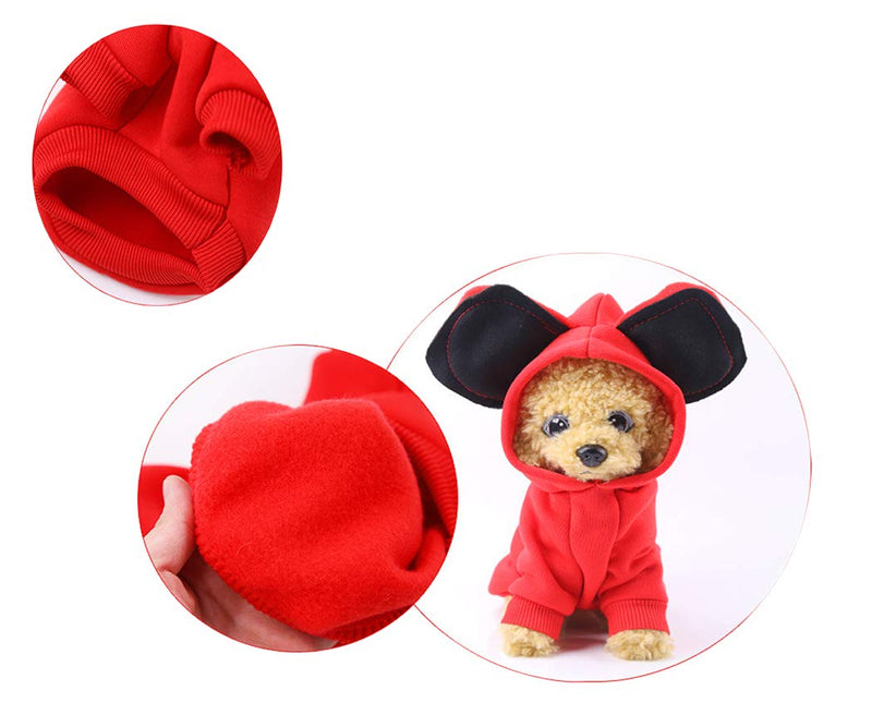 Xiaoyu Pet Dog Hooded Clothes Apparel Puppy Cat Warm Hoodies Coat Sweater for Small Dogs with Cute Hat, Rose, L - PawsPlanet Australia