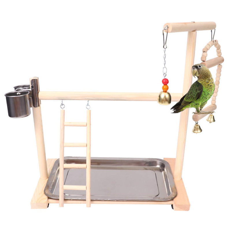 Balacoo Bird Playground Parrot Playstand Wood Perch Gym Ladder Hanging Swings Stainless Steel Feeder Bowl for Pet Birds - PawsPlanet Australia