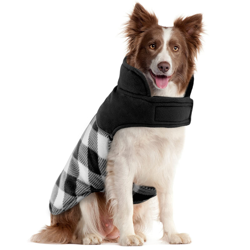 Kuoser Dog Winter Coat, Reflective Cold Weather Dog Jacket, Reversible British Style Plaid Dog Coat Warm Cotton Thickened Vest Windproof Outdoor Apparel for Small Medium and Large Dogs X-Small (Pack of 1) Black - PawsPlanet Australia