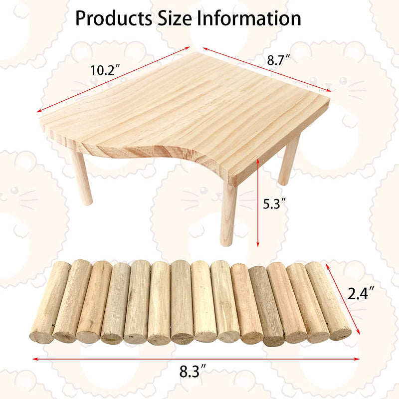 Vehomy 2PCS Hamster Stand Platform Toys Small Pet Wooden Platform with Pillars Rodent Ladder Bridge Rat Climbing Chew Toy Cage Accessories for Hamster Squirrel Gerbil Chinchilla Parrot and Bird - PawsPlanet Australia