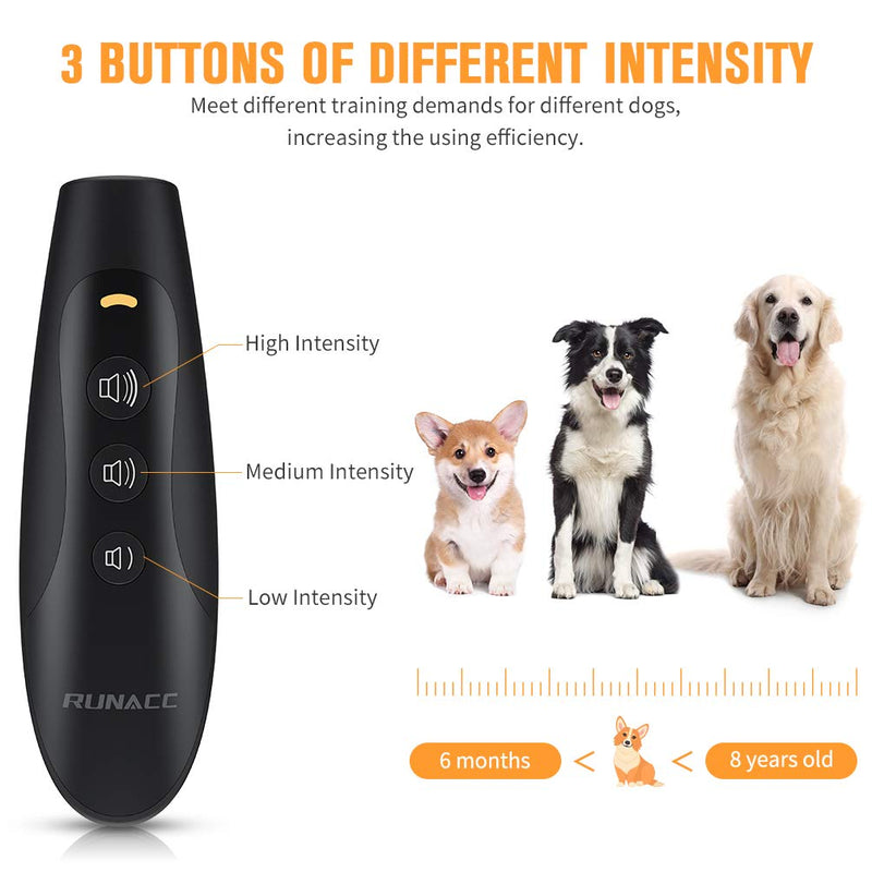 [Australia] - RUNACC Anti Barking Device with 3 Adjustable Ultrasonic Level,Rechargeable Dog Barking Deterrent Devices,Automatic Ultrasonic Dog Barking Control Devices,Dog Training Aid Control Range of 16.4 Ft 