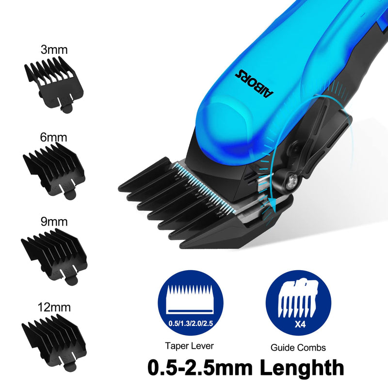 AIBORS Dog Clippers-Electric Dog Grooming Kit: Professional Low Noise Rechargeable Cordless Hair Clippers-Pet Grooming Scissor for Dogs Cats Pets Hair Trimmer Set (Blue) Blue - PawsPlanet Australia