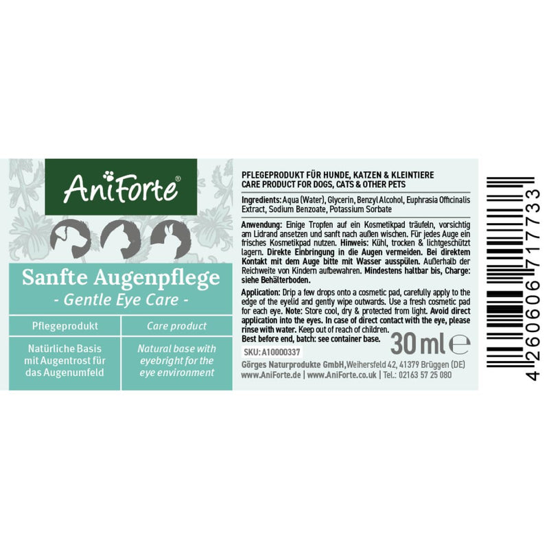 AniForte Gentle Eye Care 30ml - Eye Cleaner for Dogs, Cats & Small Animals - PawsPlanet Australia