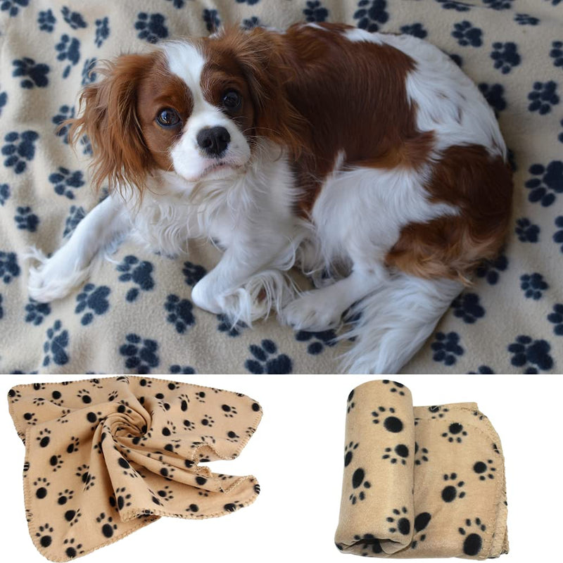 EVERBUY Fleece Pet Blanket Dog Blanket Fleece Washable Puppy Blanket with Paw Print 100cm x 60cm (Pack of 3) Pack of 3 - PawsPlanet Australia