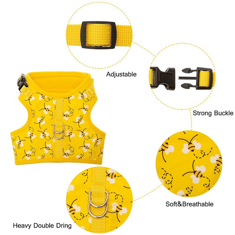 BINGPET Cat Harness with Leash and Collar for Walking - Escape Proof with 59 Inches Leash - Adjustable Soft Vest Harnesses for Medium Large Cats Yellow - PawsPlanet Australia