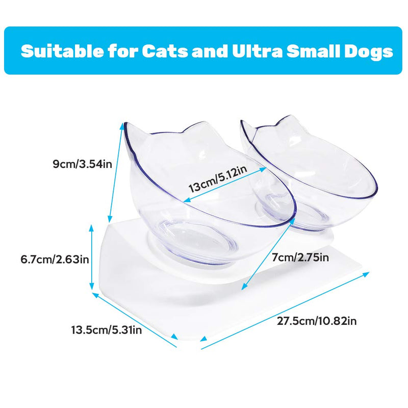 ValueHall Cat Bowl 15° Tilted Transparent Cat Food and Water Bowl Double Cat Food Bowl with Raised Stand Pet Feeding Bowl for Cats and Small Dogs V11A01 - PawsPlanet Australia