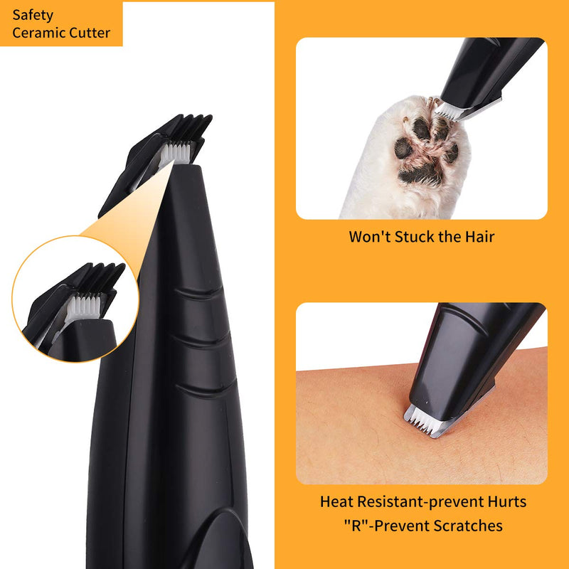 [Australia] - MaikcQ Dog Clipper Grooming Kit Small Dogs Cats Cordless USB Rechargeable Low Noise Electric for Hair Around Face Paws Eyes Ears Rear Black 