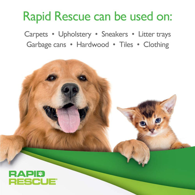 Rapid Rescue | Pet Odour Eliminator Urine Smell Remover | Natural Microbe Enzymatic Green Solution Probiotic Fast-Acting on Cat & Dog Stains on Carpets, Wood Floors, Cars, Rugs (1pk) - PawsPlanet Australia