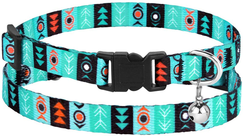 CollarDirect Cat Collar Breakaway Set of 2 PCS Tribal Pattern Aztec Pet Safety Adjustable Kitten Collar with Bell Ethnic + Tribal - PawsPlanet Australia