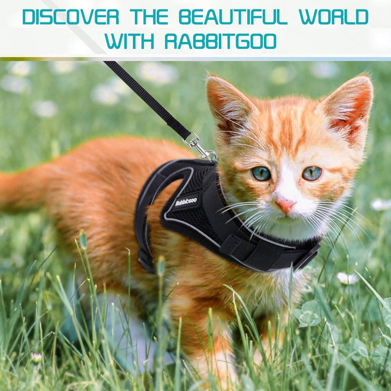 [Australia] - rabbitgoo Cat Harness and Leash for Walking, Escape-Proof No Choke Reflective Vest Harnesses for Small Cats, Kitten Harness with Magic Tapes and Double Clips for Kitty Safety Outdoor Activity 