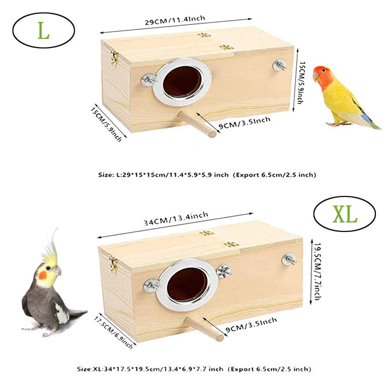 PINVNBY Parakeet Nesting Box Bird House Wood Breeding Box Parrots Mating Box for Lovebirds,Cockatoo,Budgie, Finch,Canary and Medium-Sized Birds (L) L:11.4"*5.9"*5.9"inch - PawsPlanet Australia