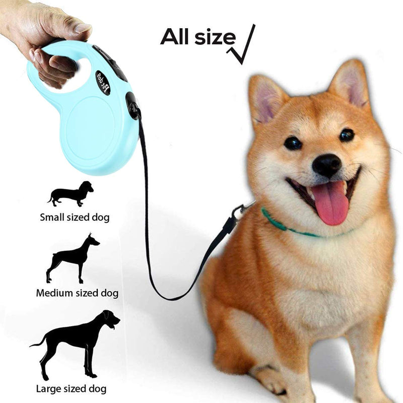 ZXT 5m/16ft Dog Lead Dogs Leash Retractable,Retractable Dog Lead,360° Tangle-Free Mini Retractable Dog Leash,5M Extending Leash for Dogs Training Walking and Jogging,Blue - PawsPlanet Australia