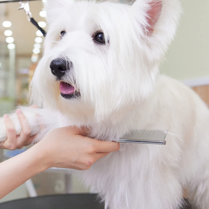 Stainless Steel Pet Comb Pet Grooming Comb Rounded Teeth Dog Comb for Large, Medium and Small Dogs and Cats with Tangled Short/Long Hair (19 x 3.5 cm) - PawsPlanet Australia