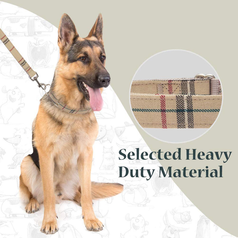 [Australia] - PUPTECK Martingale Collars for Dogs and Leash Set - Heavy Duty Adjustable Training Nylon Collar for Medium Large Dogs with Classic Plaid Pattern 