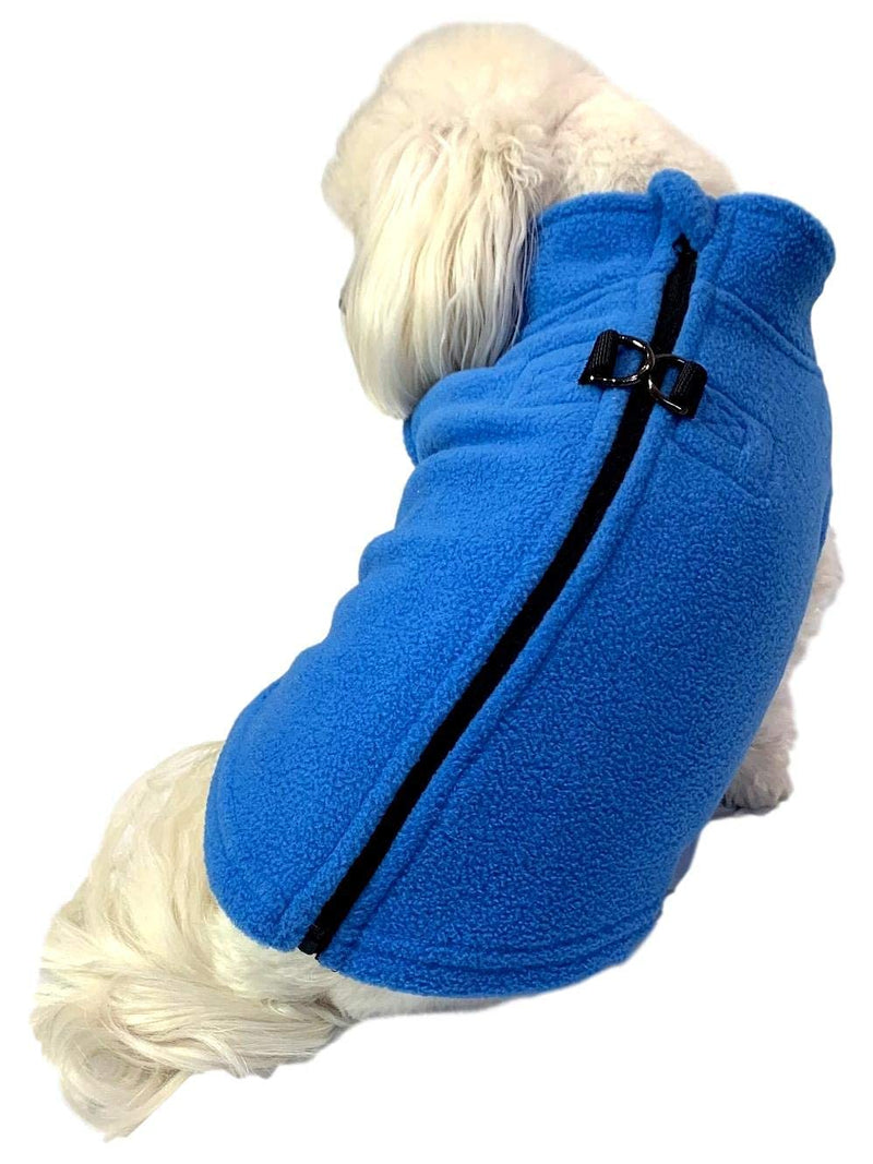 Cara Mia Dogwear Dog Fleece Zip Back Harness Vest Jumper Sweater Coat for SMALL BREED Dogs (Medium, Blue) M - PawsPlanet Australia