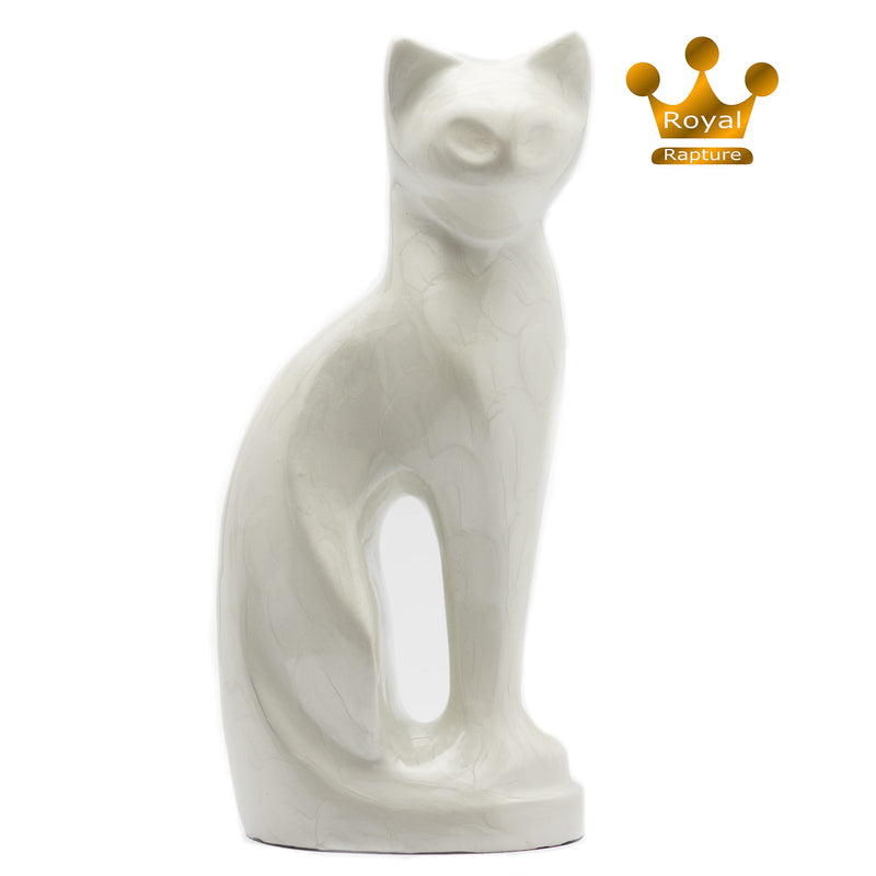 Royal Rapture Cat Figurine Pet Funeral Memorial Urn for Ashes Charming Metal Alloy White Black Bronze Brown Pearl Cat Pearl Cat - PawsPlanet Australia