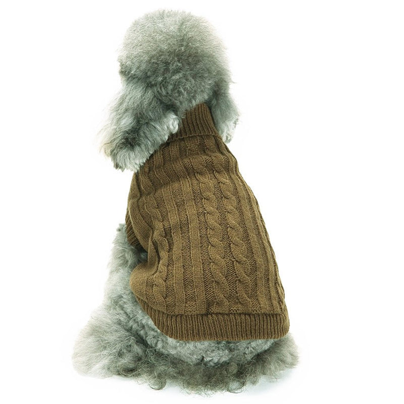 Cute Pet Puppy Cat Dog Warm Jumper Sweater Knitwear Coat Apparel Clothes (M, Light Brown) M - PawsPlanet Australia