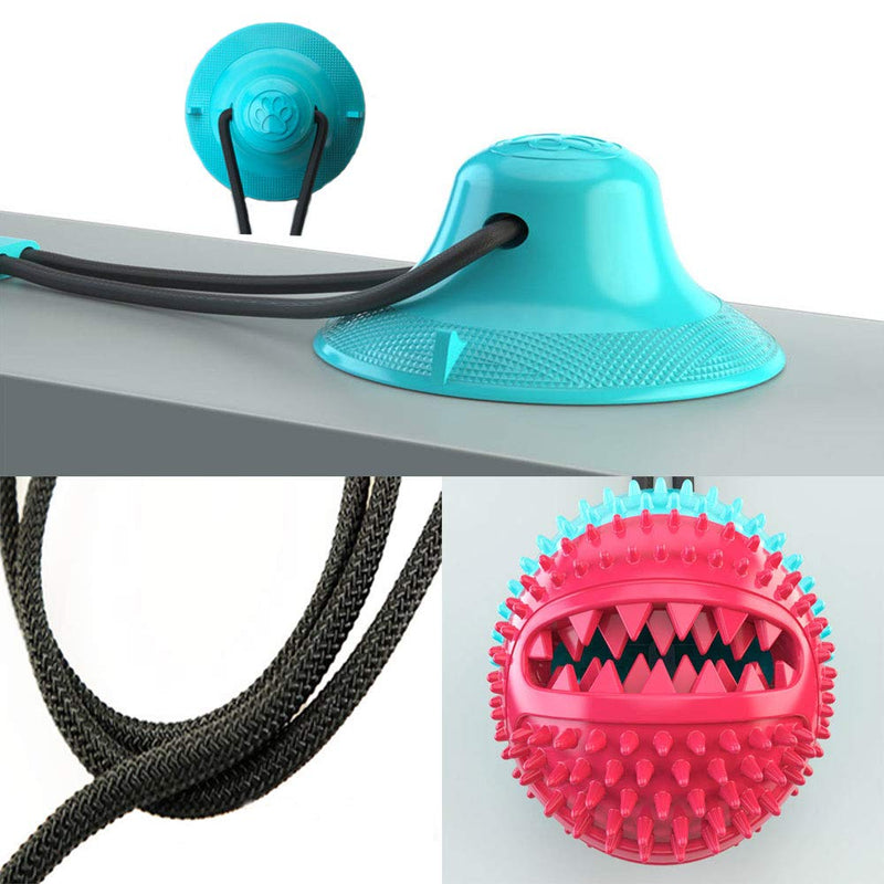 YUEMING Suction Cup Dog Toy,Dog Tug Rope Chew Ball Toy,Multifunction Pet Molar Interactive Toys, Food Dispenser Teeth Cleaner, for Molar, Teeth Cleaning, Play - PawsPlanet Australia