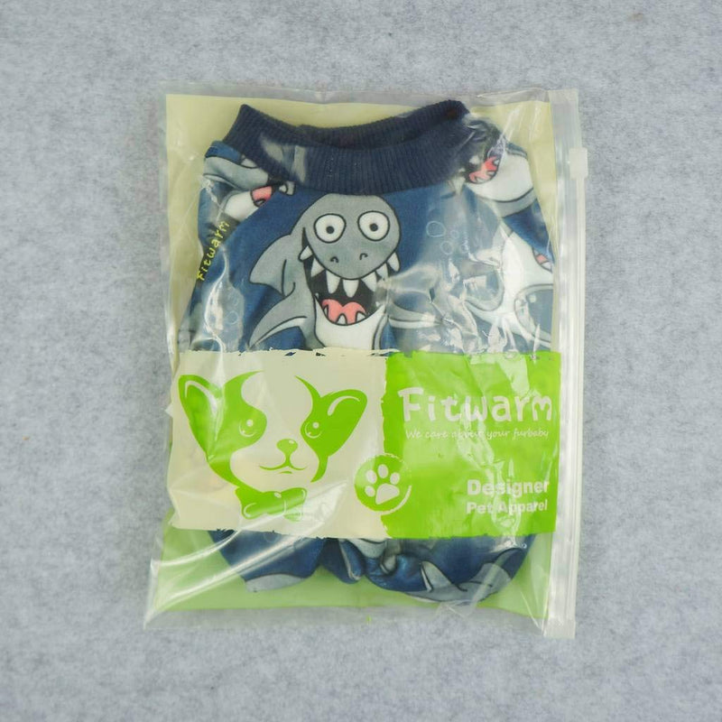 Fitwarm Penguin Thermal Pet Dog Pajamas Onesie Jumpsuit Stretchy Doggie Puppy Clothes Outift Lightweight Velvet XS Blue - PawsPlanet Australia