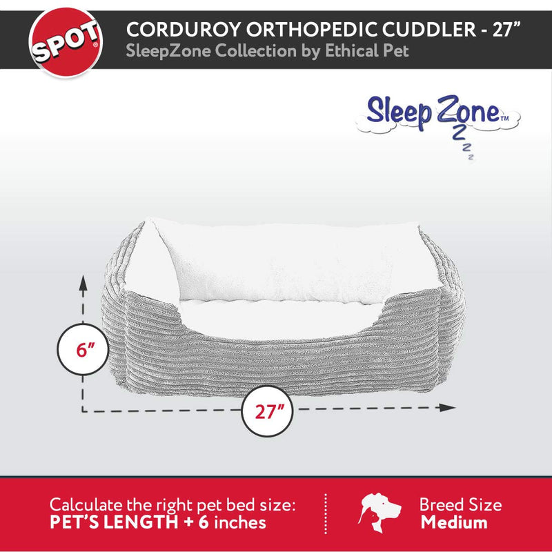 [Australia] - Sleep Zone Corduroy Orthopedic Cuddler - Pet Bed for Medium Size Dogs  -  Attractive, Durable, Comfortable, Washable by SPOT 27x22 Chocolate 