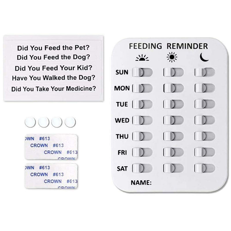 DASNTERED Dog Feeding Reminder Magnetic Reminder Sticker, AM/PM Daily Indication Chart Feed Your Pets | 3 Times A Day, DIY Pet Feeding Reminder, for Puppy, Kids, Old People(White) White - PawsPlanet Australia