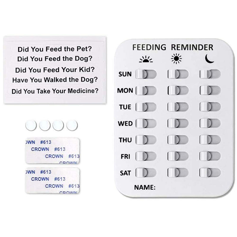 POHOVE Pet Feeding Reminder Magnetic Reminder Sticker, Pet Feeding Schedule Dogs Cats Fish AM/PM Daily Indication Chart Feed Your Puppy Pet, Fridge Magnets and Double Sided Tape Easy to Stick White - PawsPlanet Australia