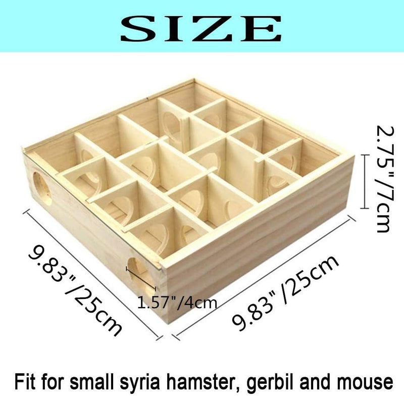 DINGZHAO Hamster Maze, Glass Cover Wooden Tunnel Toys Playing Small Animal House for Pet, Dwarf, Hamster, Gerbil, Rat Mouse - PawsPlanet Australia