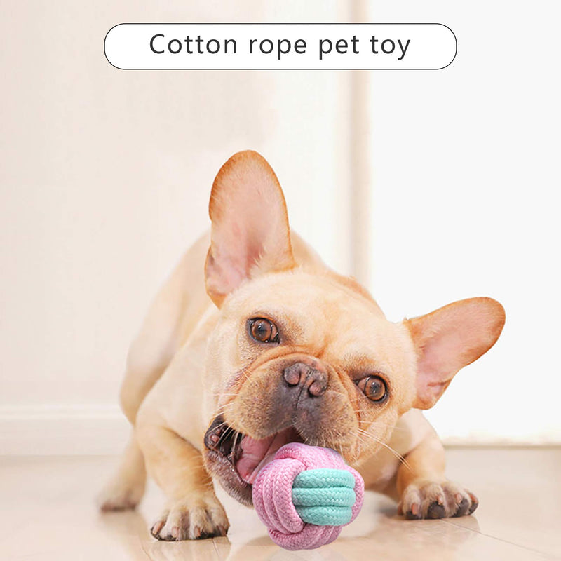 Nwvuop 4pcs Puppy Teething Toys Dog Chew Rope Toys Set Interactive Pet Toys Gift for Small Puppies and Medium Dogs with Ball and Cotton Ropes Pink - PawsPlanet Australia