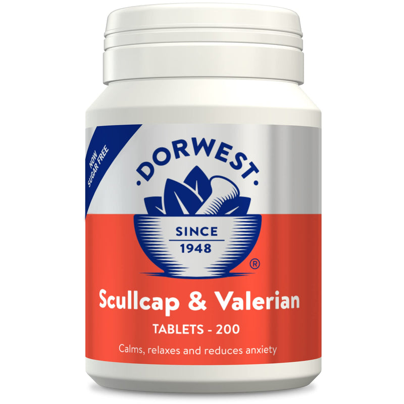 Dorwest Valerian Compound for Dogs and Cats, 100ml & Scullcap & Valerian Calming Tablets for Dogs and Cats, 200 Tablets, Non-Drowsy, Light Yellow Tablet, 14DOR017 + Scullcap & Valerian - PawsPlanet Australia